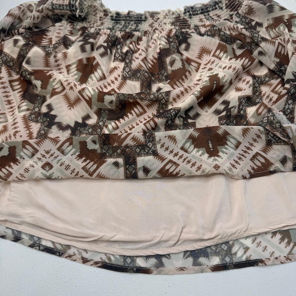 Shyanne Off Shoulder Blouse Womens Medium Brown Aztec Western Boho Bell Sleeve - Picture 5 of 10